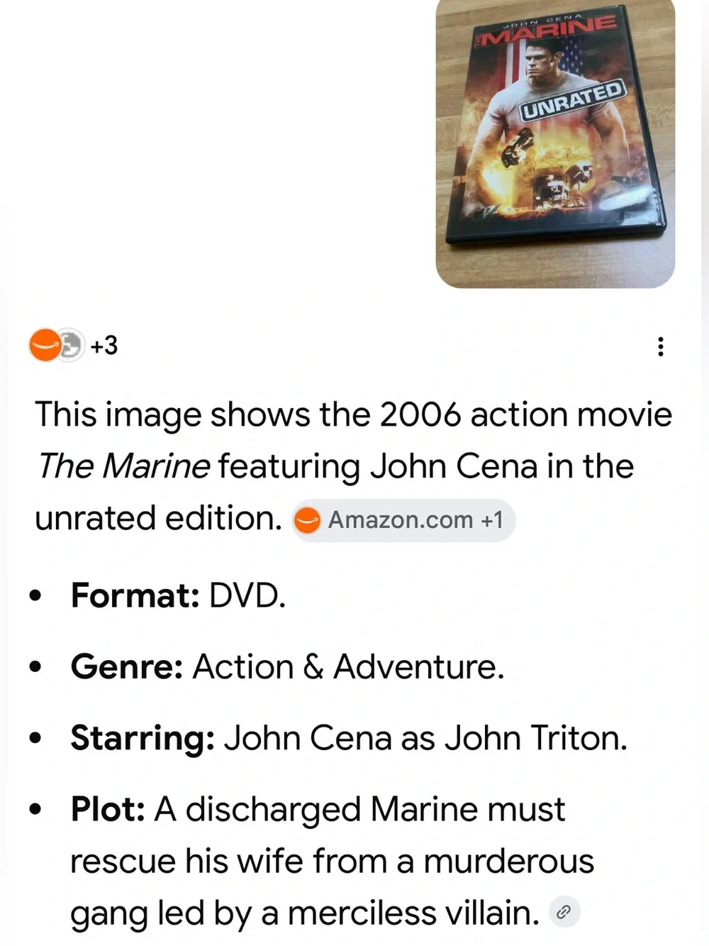 #2884**The Marine (Unrated) DVD - - Black/Red Cover